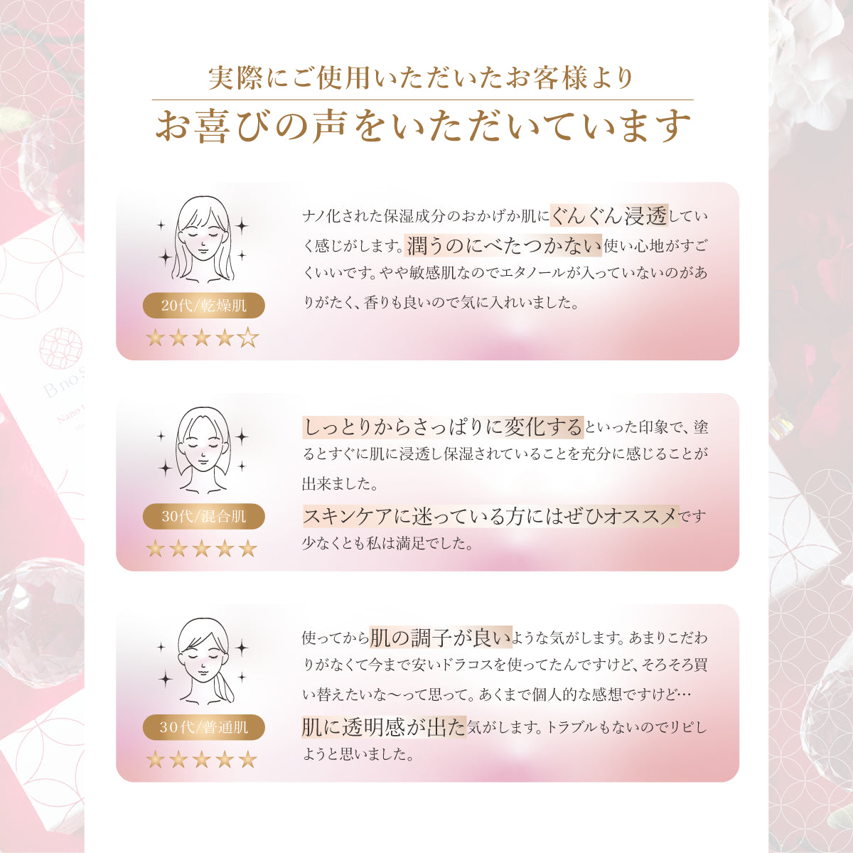 B no SOL ビノソル BnoSOL_16_トラベルセット２日分_お客様の声