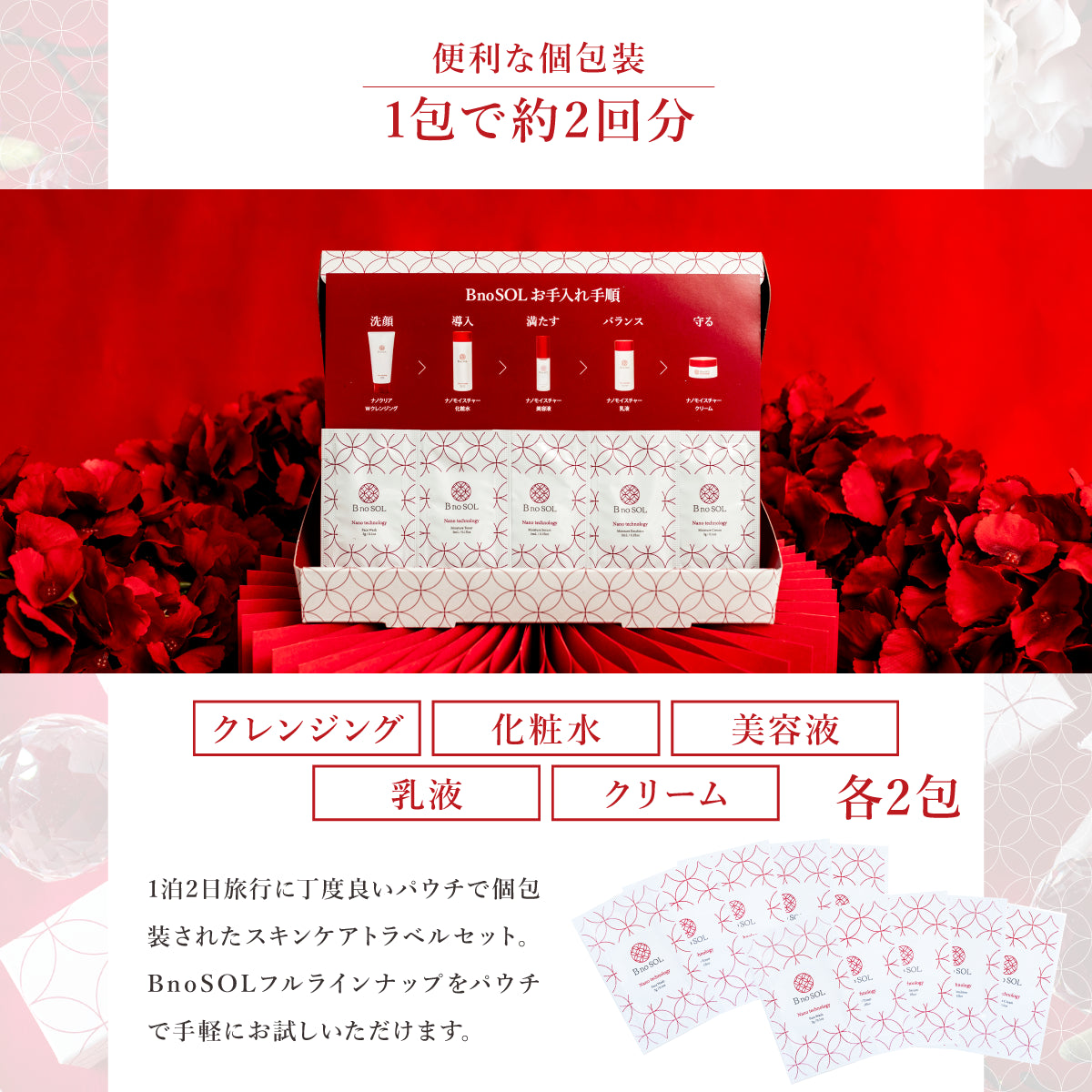 B no SOL ビノソル BnoSOL_18_トラベルセット２日分_セット内容